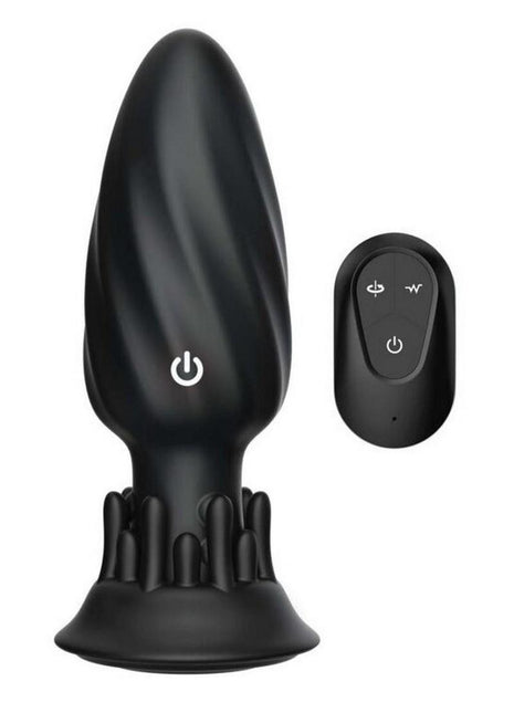 Butts Up Rotating Spiral Rechargeable Silicone Plug - Black