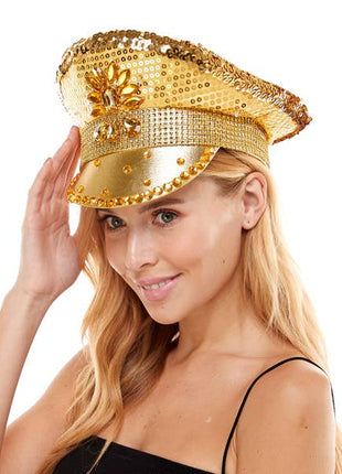 Gold Sequin Light-Up Captain Hat