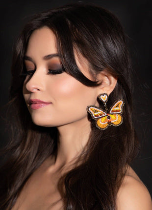 Sunrise Butterfly Beaded Earrings