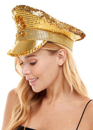 Gold Sequin Light-Up Captain Hat