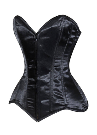 Plus Size Satin Front Zipper Overbust Corset