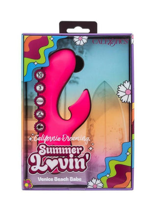 California Dreaming Summer Lovin' Venice Beach Babe Rechargeable Silicone Dual Stimulating Vibrator - Pink