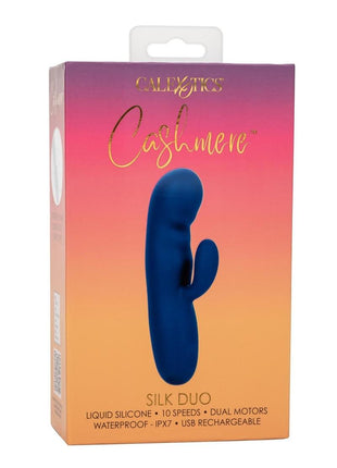 Cashmere Silk Duo Rechargeable Silicone Rabbit Vibrator - Blue