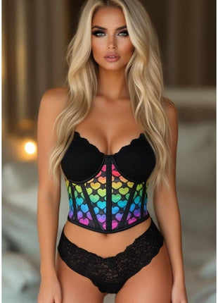 Plus Size Rainbow Hearts Satin Underwire Waist Cincher