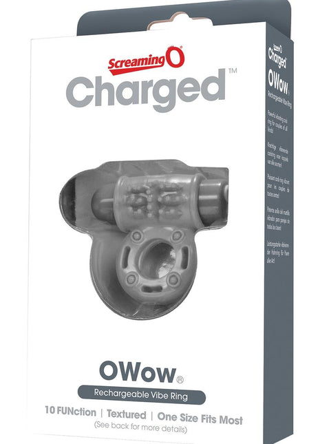 Charged OWOW Rechargeable Vibrating Ring Waterproof - Gray/Grey