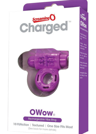 Charged OWOW Rechargeable Vibrating Ring Waterproof - Purple