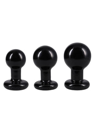 Classic Round Butt Plug - Black - 3 Piece/Set