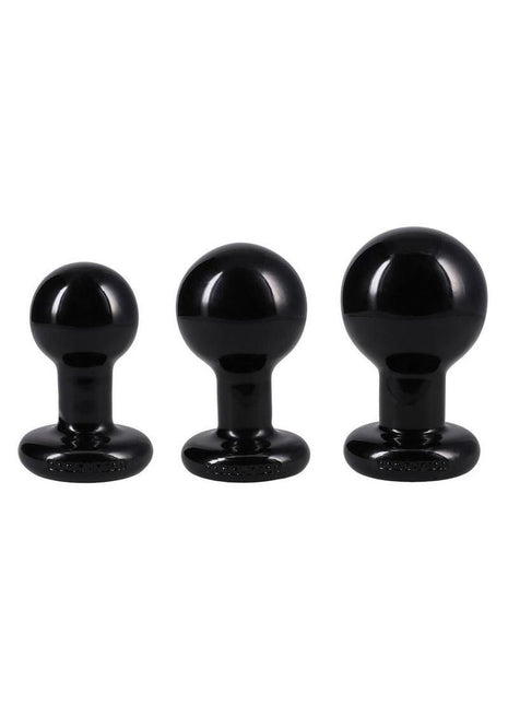 Classic Round Butt Plug - Black - 3 Piece/Set