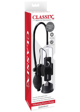 Classix Vibrating Power Penis Pump - Black/Clear