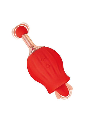 Clit-Tastic Rose Bud Dual Massager Rechargeable Silicone with Clitoral Stimulator