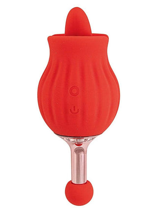 Clit-Tastic Rose Bud Dual Massager Rechargeable Silicone with Clitoral Stimulator - Red