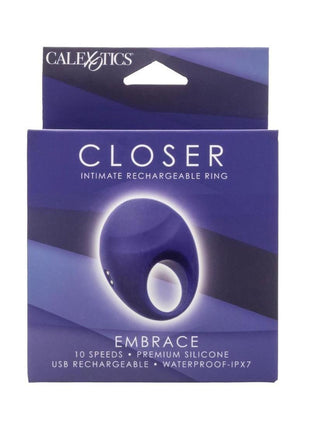 Closer Intimate Rechargeable Ring Embrace Silicone Cock Ring - Purple