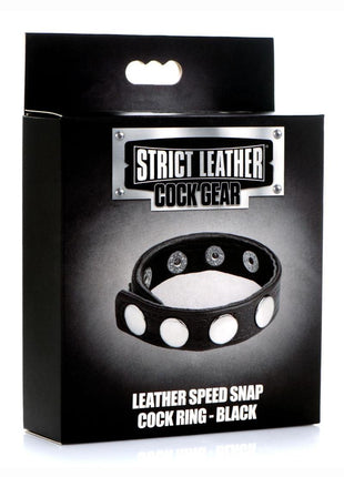 Cock Gear Leather Speed Snap Cock Ring - Black