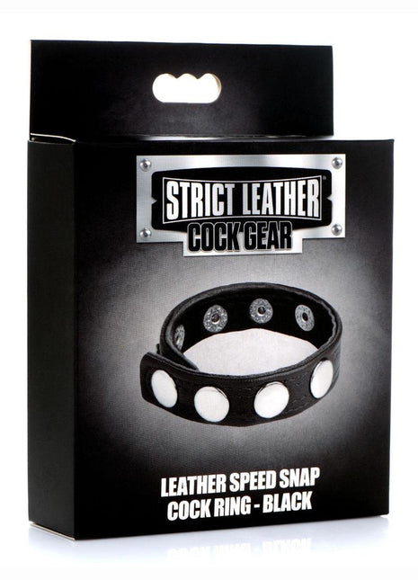 Cock Gear Leather Speed Snap Cock Ring - Black