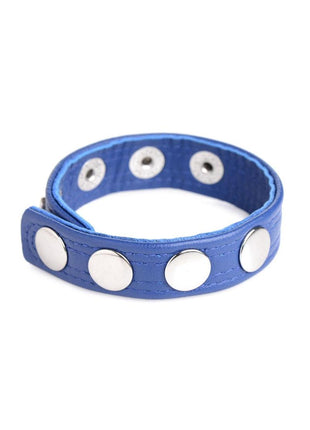 Cock Gear Leather Speed Snap Cock Ring - Blue