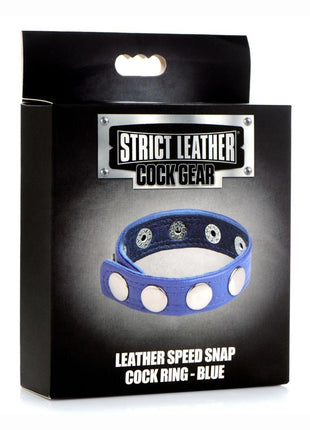 Cock Gear Leather Speed Snap Cock Ring - Blue