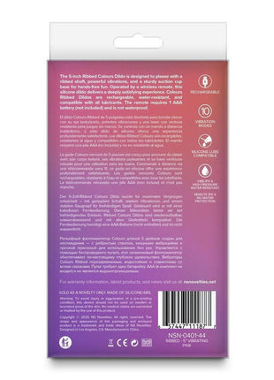 Colours Ribbed Rechargeable Silicone Vibrating Dildo with Remote Control