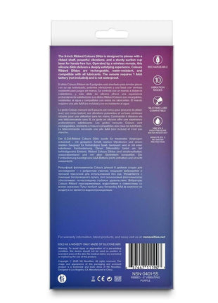 Colours Ribbed Rechargeable Silicone Vibrating Dildo with Remote Control