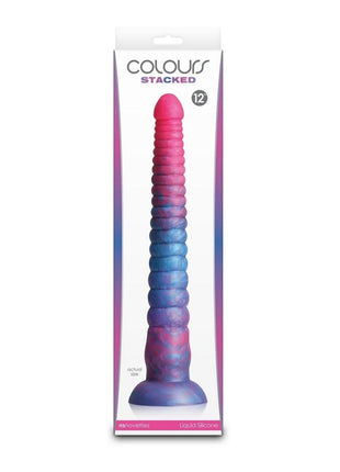 Colours Stacked Silicone Dildo - Blue/Pink - 12in