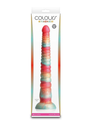 Colours Stacked Silicone Dildo - Gold/Red - 12in