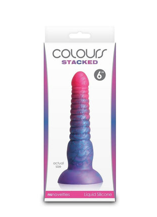 Colours Stacked Silicone Dildo - Blue/Pink - 6in