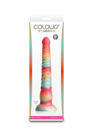 Colours Stacked Silicone Dildo - Gold/Red - 9in