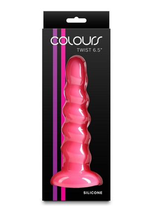 Colours Twist Silicone Dildo with Suction Cup - Pink - 6.5in
