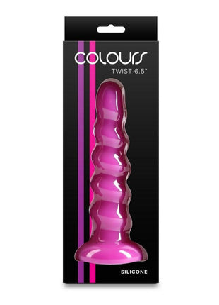 Colours Twist Silicone Dildo with Suction Cup - Purple - 6.5in