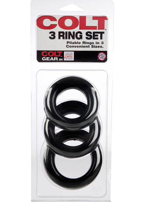 Colt 3 Ring Set Cock Rings - Black
