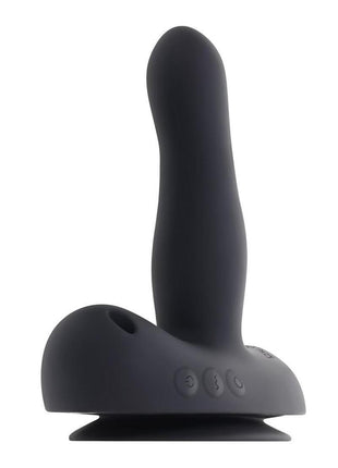 Come Closer Rechargeable Silicone Strap-On Vibrator with Remote - Black