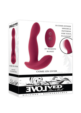 Come On Over Rechargeable Silicone Dual Vibrator with Remote Control - Red
