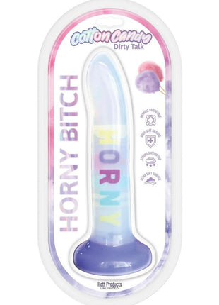 Cotton Candy Dirty Talk Horny Bitch Silicone Dildo - Multicolor