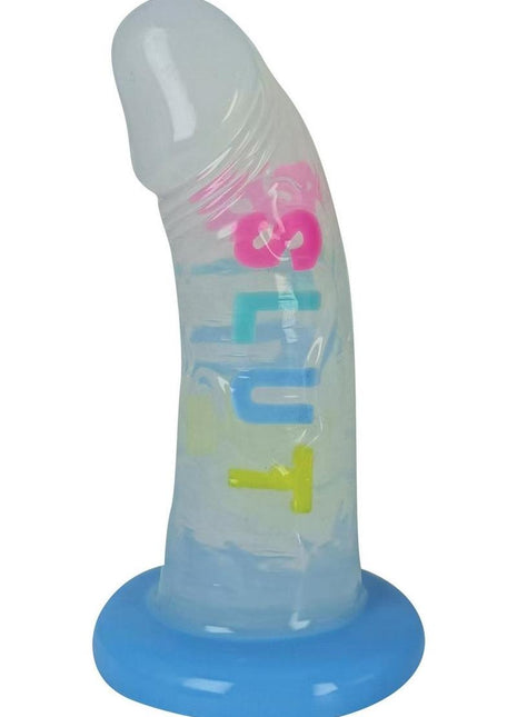 Cotton Candy Dirty Talk Slut Silicone Dildo - Multicolor - 6in