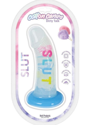 Cotton Candy Dirty Talk Slut Silicone Dildo - Multicolor - 6in