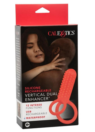Couple's Enhancers Silicone Rechargeable Vertical Dual Enhancer - Red