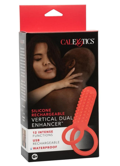 Couple's Enhancers Silicone Rechargeable Vertical Dual Enhancer - Red