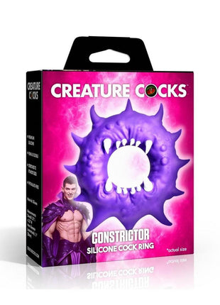 Creature Cock Constrictor Silicone Cock Ring - Purple/White