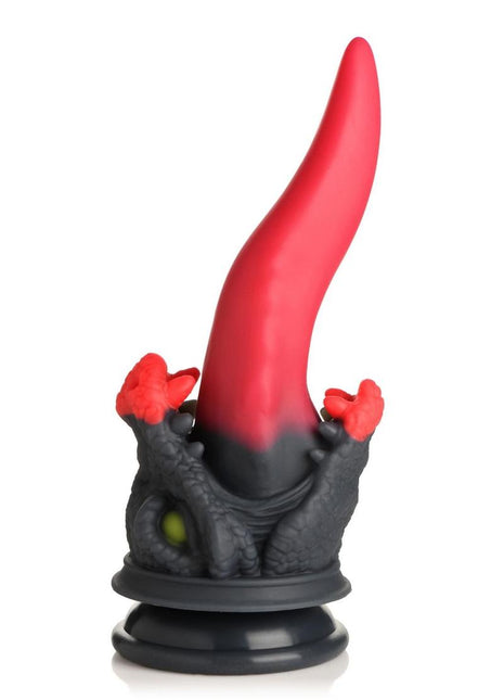 Creature Cock Dragon Roar Silicone Dildo - Black/Red