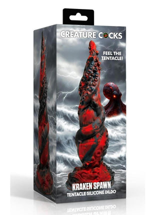 Creature Cock Kraken Spawn Tentacle Silicone Dildo - Black/Red