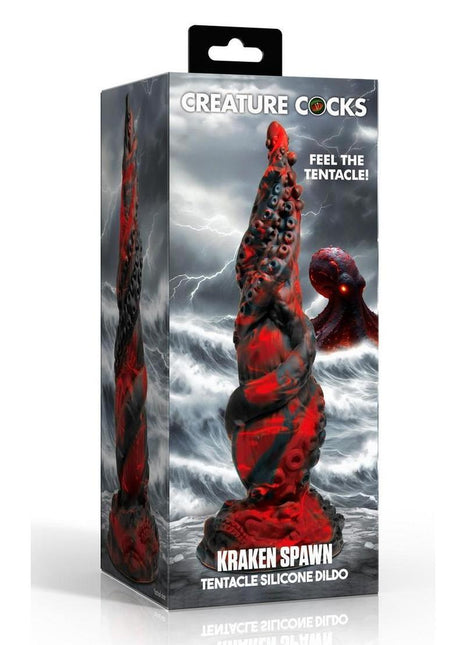 Creature Cock Kraken Spawn Tentacle Silicone Dildo - Black/Red
