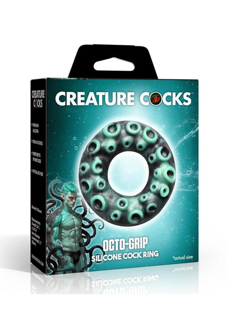 Creature Cock Octo-Grip Silicone Cock Ring - Black/Teal