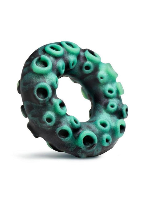 Creature Cock Octo-Grip Silicone Cock Ring - Black/Teal
