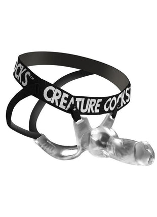 Creature Cock Snow Wolf Hollow Strap-On with Harness - Black/Clear