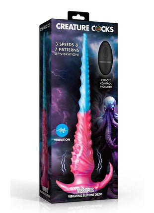 Creature Cock Vibropus Rechargeable Silicone Anal Dildo with Remote Control - Blue/Pink