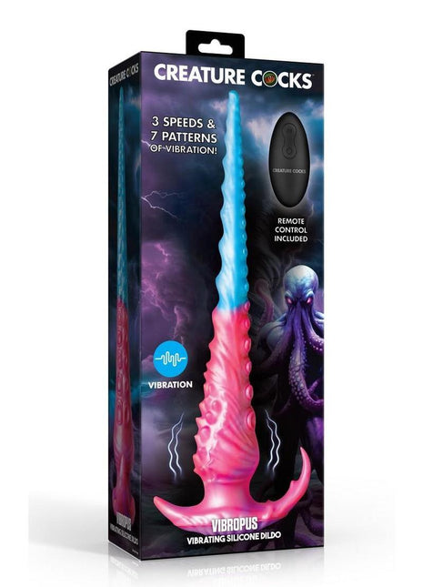 Creature Cock Vibropus Rechargeable Silicone Anal Dildo with Remote Control - Blue/Pink