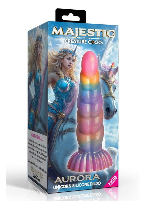 Creature Cocks Aurora Unicorn Silicone Dildo - Rainbow