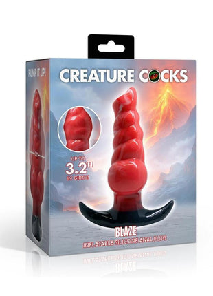 Creature Cocks Blaze Inflatable Silicone Anal Plug - Black/Red