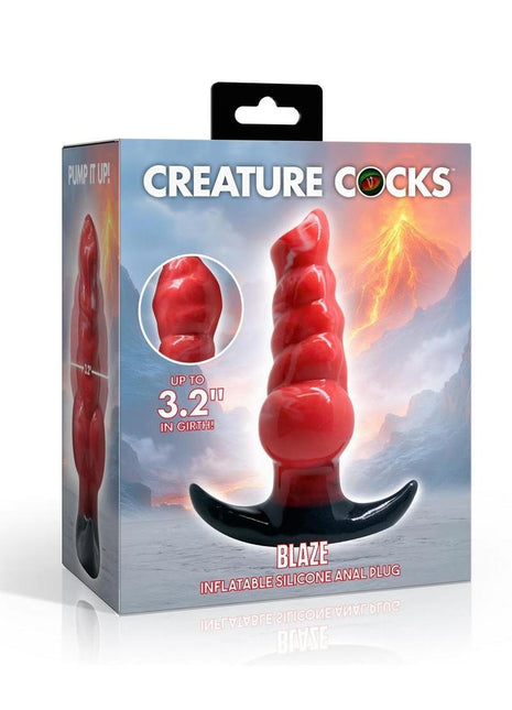 Creature Cocks Blaze Inflatable Silicone Anal Plug - Black/Red