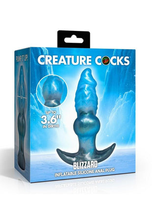 Creature Cocks Blizzard Inflatable Silicone Anal Plug - Blue
