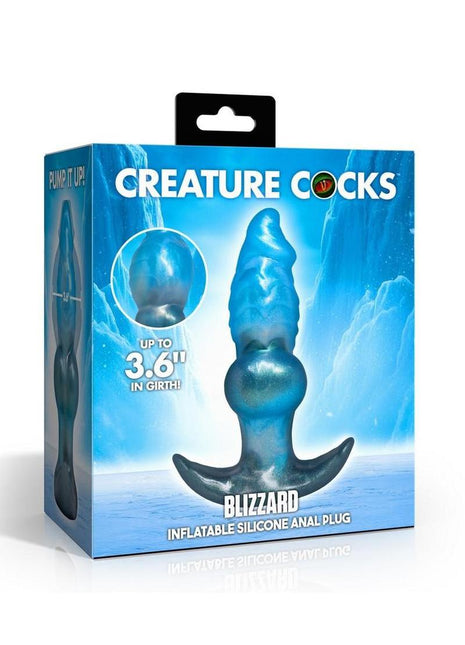 Creature Cocks Blizzard Inflatable Silicone Anal Plug - Blue
